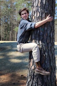 Nick loves to hug trees
